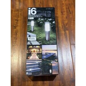 2-Pack Artika i6 LED Stainless Steel Solar Bollard Lights 17 Lumens Each - New!